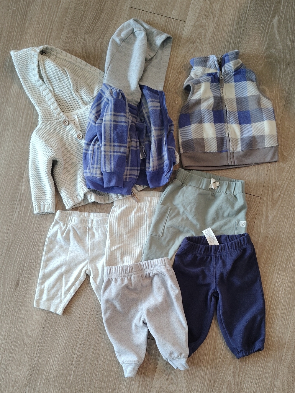 Mix Kids Neutral & Navy Bottoms Lot - 5-Pack + 3 Tops
